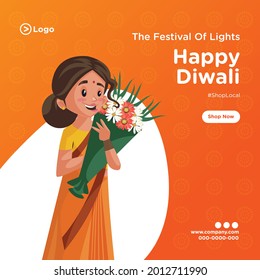 Banner design of diwali festival offers template.