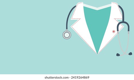 Banner for design with drawn doctor's uniform and stethoscope