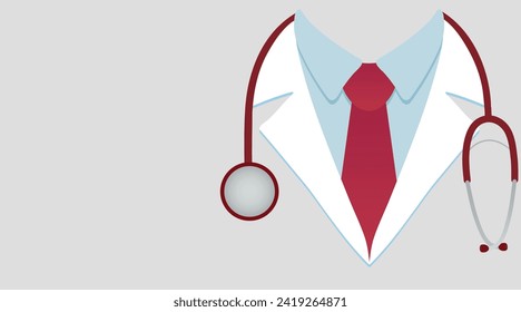 Banner for design with drawn doctor's uniform and stethoscope