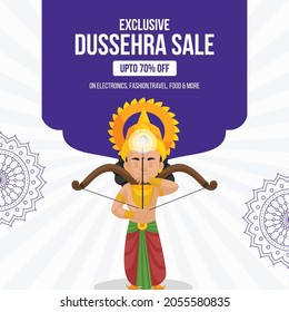 Banner design of Dussehra sale Indian festival template.