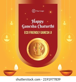 Banner design of eco friendly happy Ganesh Chaturthi template.