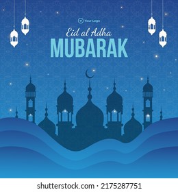 Banner design of Eid Al Adha Mubarak Muslim festival template. 