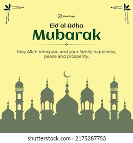 Banner design of Eid Al Adha Mubarak Muslim festival template. 