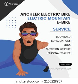 Banner design of electric mountain e-bike template.  