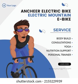 Banner design of electric mountain e-bike template. 
