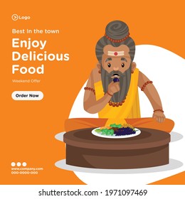 Banner design of enjoy delicious food on weekend offer. Vector graphic illustration.