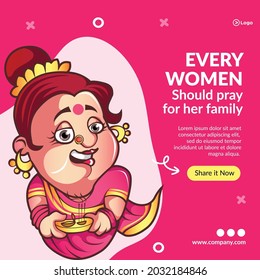 Banner design of every women should pray for her family template.