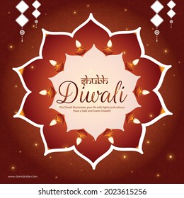 Banner design of festival of lights happy Diwali Indian festival template.
