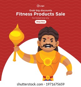 Banner design of fitness products sale for a limited time only. Vector graphic illustration.