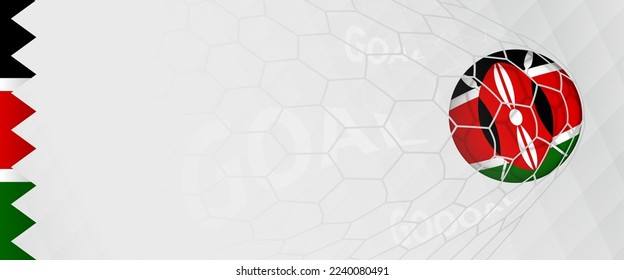 Banner design of a football ball with flag of Kenya in football net, the goal by national soccer team of Kenya. Vector illustration.