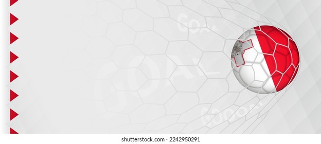 Banner design of a football ball with flag of Malta in football net, the goal by national soccer team of Malta. Vector illustration.
