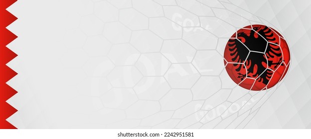Banner design of a football ball with flag of Albania in football net, the goal by national soccer team of Albania. Vector illustration.