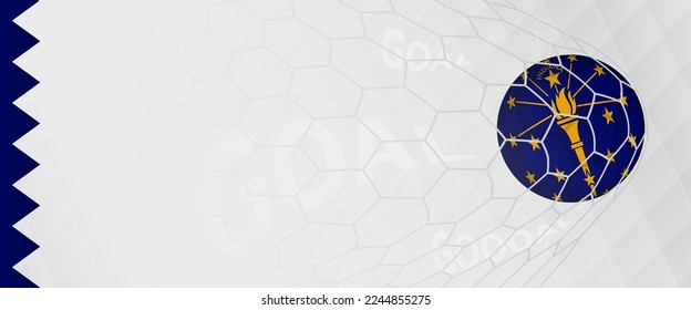 Banner design of a football ball with flag of Indiana in football net, the goal by national soccer team of Indiana. Vector illustration.