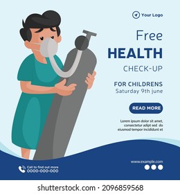 Banner design of free health check up camp cartoon style template.