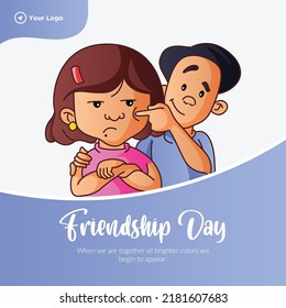 Banner design of friendship day cartoon style template.