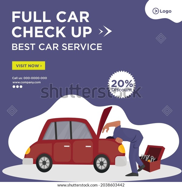 Banner design of full car check up best car
service template.
