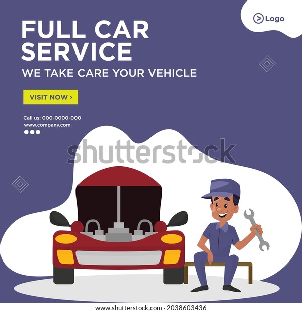 Banner design of\
full car service\
template.