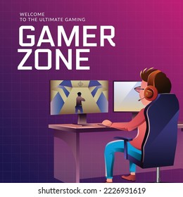 Banner design of gamer zone template.