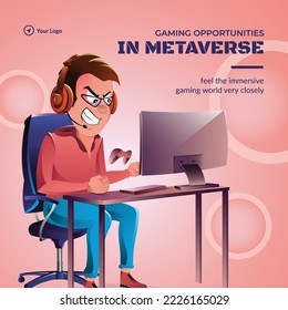 Banner design of gaming opportunities in metaverse template.