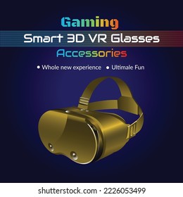 Banner design of gaming smart 3d VR glasses accessories template. 