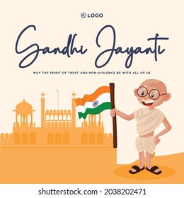 Banner design of Gandhi Jayanti cartoon style template.