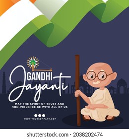 Banner design of Gandhi Jayanti cartoon style template.