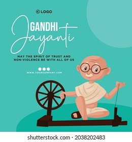 Banner design of Gandhi Jayanti cartoon style template.