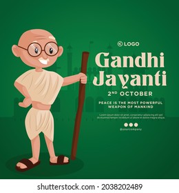 Banner design of Gandhi Jayanti cartoon style template.