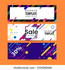 banner design with geometric rounded lines pattern. Colorful geometric shapes composition. Trendy design. vector geometric banners set.