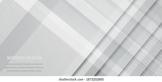 Banner design geometric white grey overlapping background with copy space for text. You can use for ad, poster, template, business presentation. Vector illustration