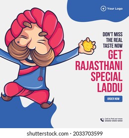 Banner design of get Rajasthani special laddu template. 