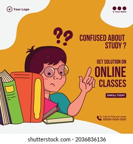Banner design of get solution on online classes template.