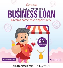 Diseño de banner de go easy con nuestra plantilla de caricatura de préstamos empresariales.