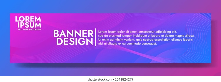 A banner design with a gradient background of blue and purple,