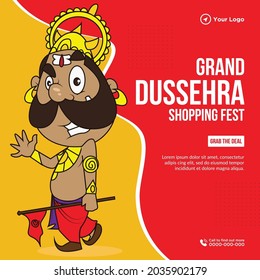 Banner design of grand Dussehra shopping fest template.