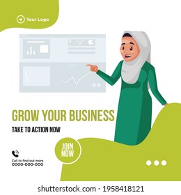 Banner design of grow you business. Vector graphic illustration.