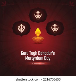 Banner design of guru tegh bahadur martyrdom day template.