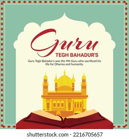 Banner design of guru tegh bahadur template.