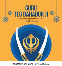 Banner design of guru tegh bahadur ji template.