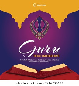 Banner design of guru tegh bahadur template.