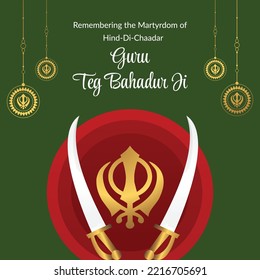 Banner design of guru tegh bahadur ji template.