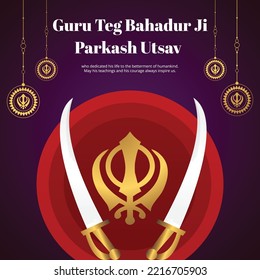 Banner design of guru tegh bahadur ji parkash utsav template.