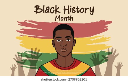 Banner design with hand drawn flat black history month background
