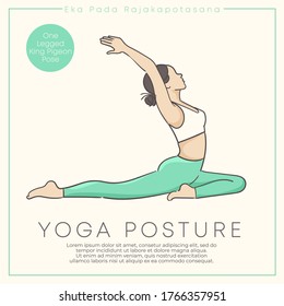 Banner design with hand drawn illustration of healthy young woman practicing yoga in pastel outfit : Vector Illustration