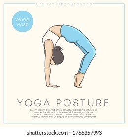 Banner design with hand drawn illustration of healthy young woman practicing yoga in pastel outfit : Vector Illustration