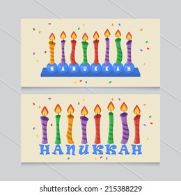 Banner design for Hanukkah holiday celebration. Vector illustration