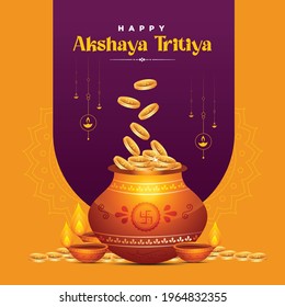 Banner design of happy akshaya tritiya festival template. Vector graphic illustration.