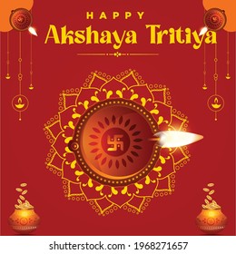Banner design of happy Akshaya Tritiya template. Vector graphic illustration.