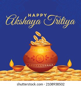 Banner design of happy Akshaya Tritiya festival template.