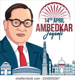Banner design of Happy Ambedkar Jayanti  template.